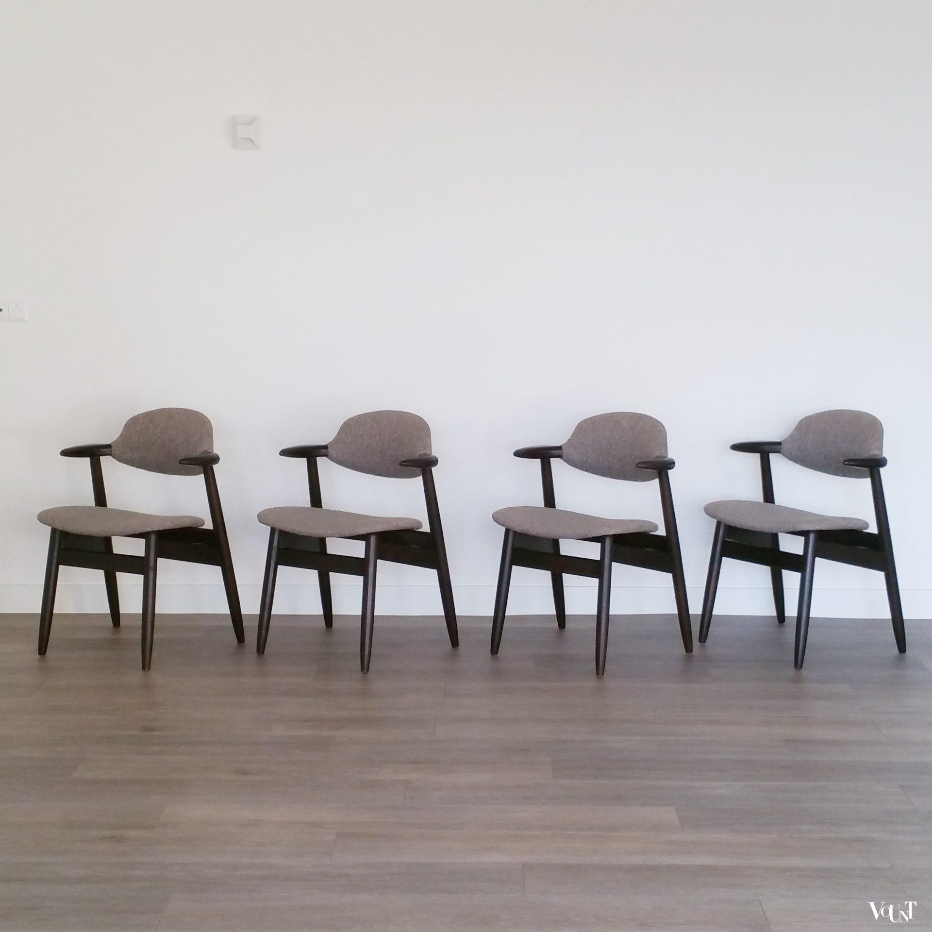 Set van 4 koehoorn stoelen, Tijsseling voor Hulmefa Nieuwe Pekela, jaren '60