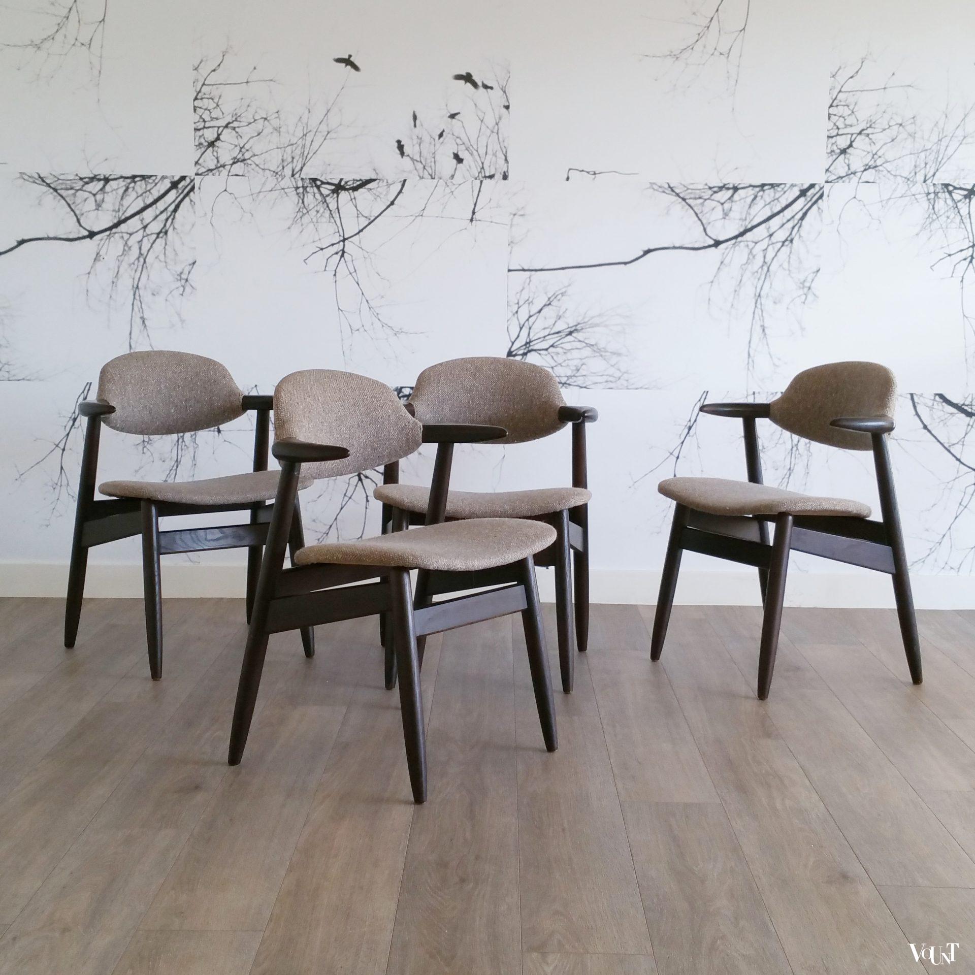 Set van 4 koehoorn stoelen, Tijsseling voor Hulmefa Nieuwe Pekela, jaren '60