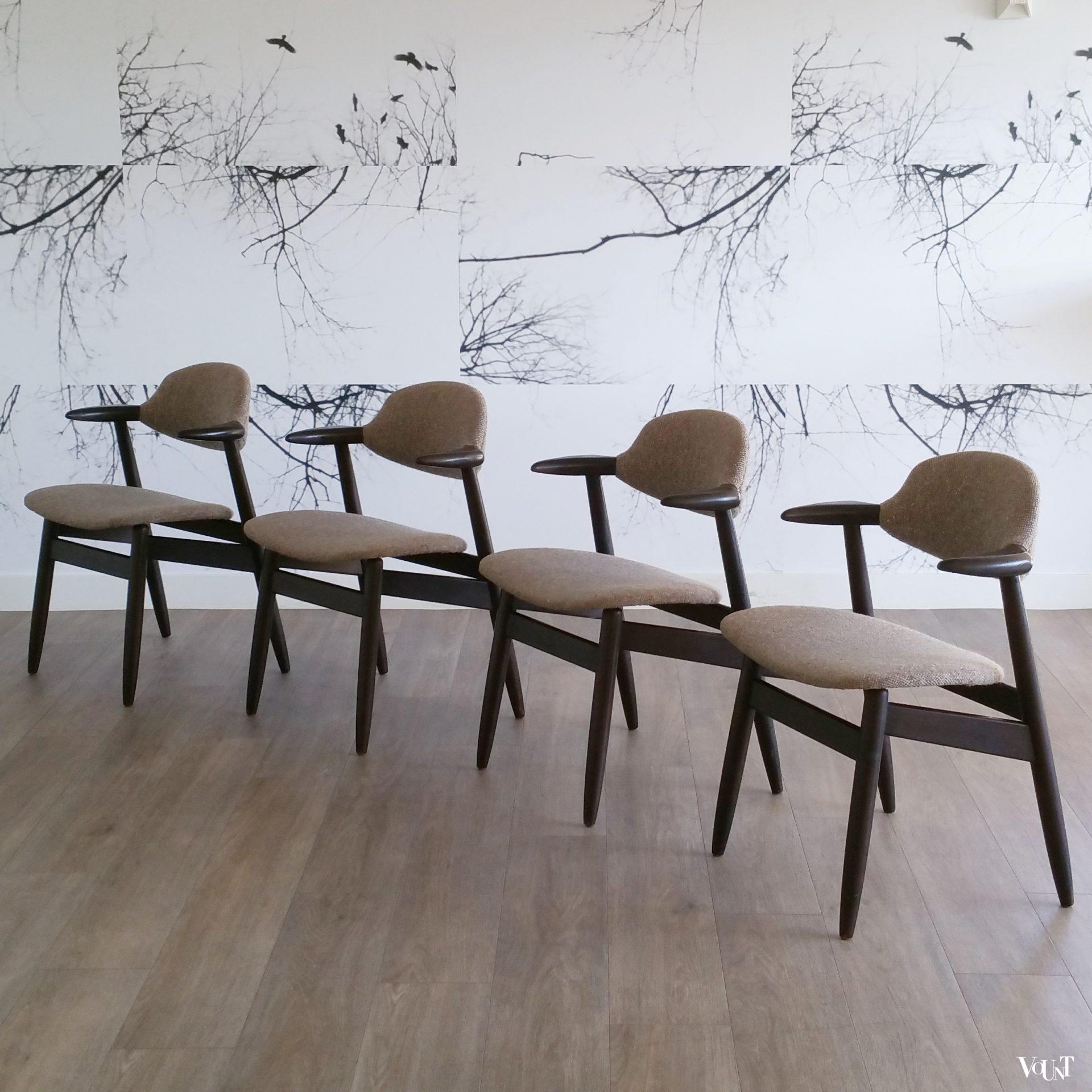 Set van 4 koehoorn stoelen, Tijsseling voor Hulmefa Nieuwe Pekela, jaren '60