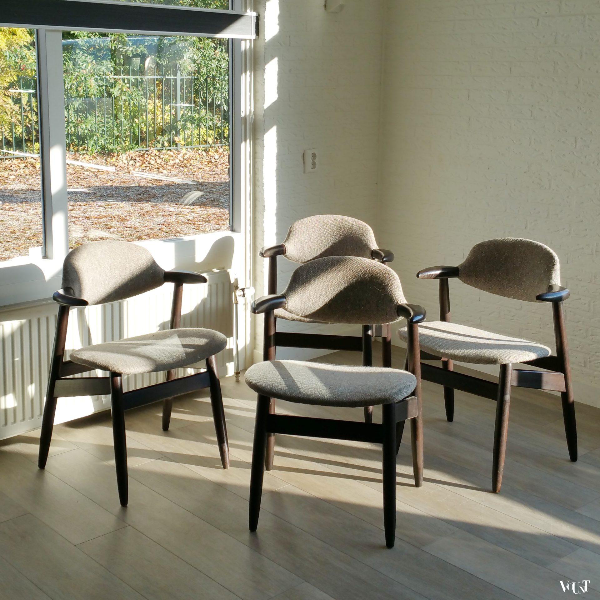 Set van 4 koehoorn stoelen, Tijsseling voor Hulmefa Nieuwe Pekela, jaren '60