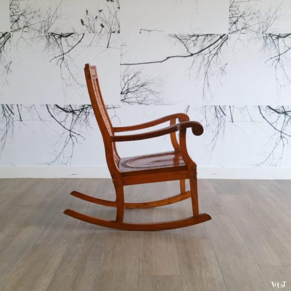 Teakhouten Indiase schommelstoel, Boho stijl, jaren '70