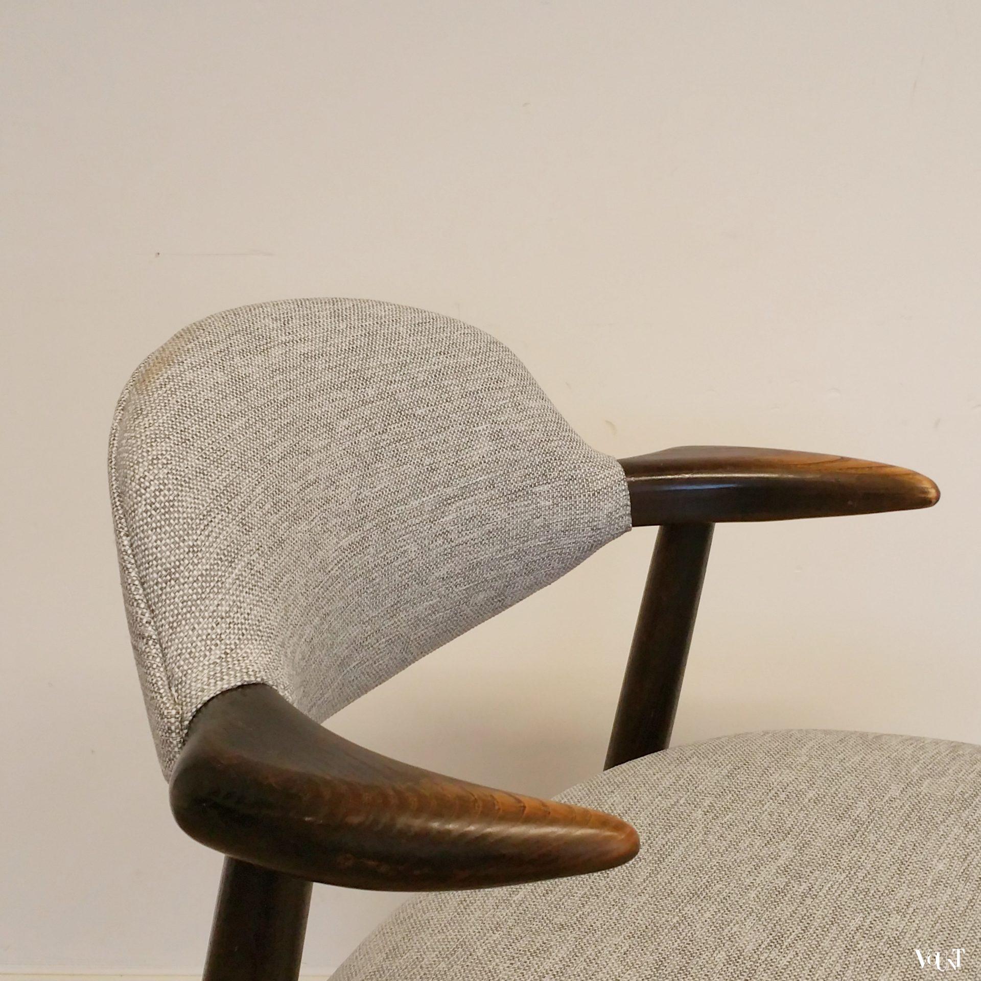 Set van 4 koehoorn stoelen, Tijsseling voor Hulmefa Nieuwe Pekela, jaren '60 (nieuwe bekleding)