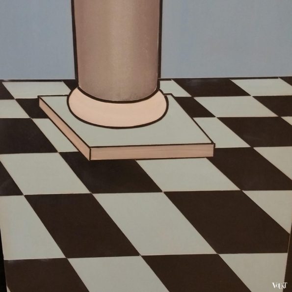 Art Deco-stijl kamerscherm / room divider dame met luipaard, jaren '80