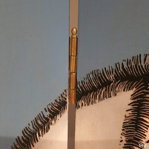 Art Deco-stijl kamerscherm / room divider dame met luipaard, jaren '80
