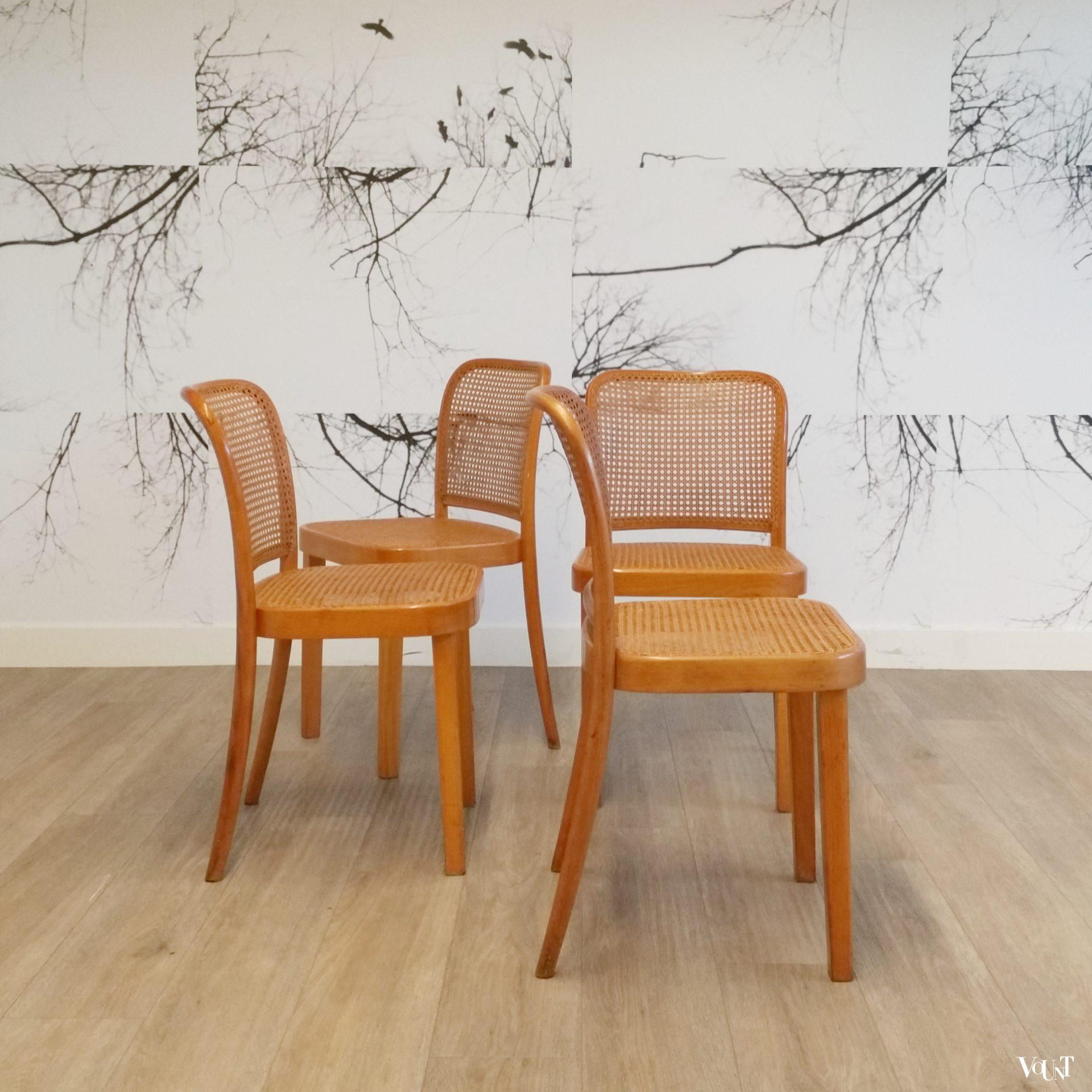 Set van 4 Praag of 811 stoelen, Josef Hoffmann voor Thonet, eind jaren '40