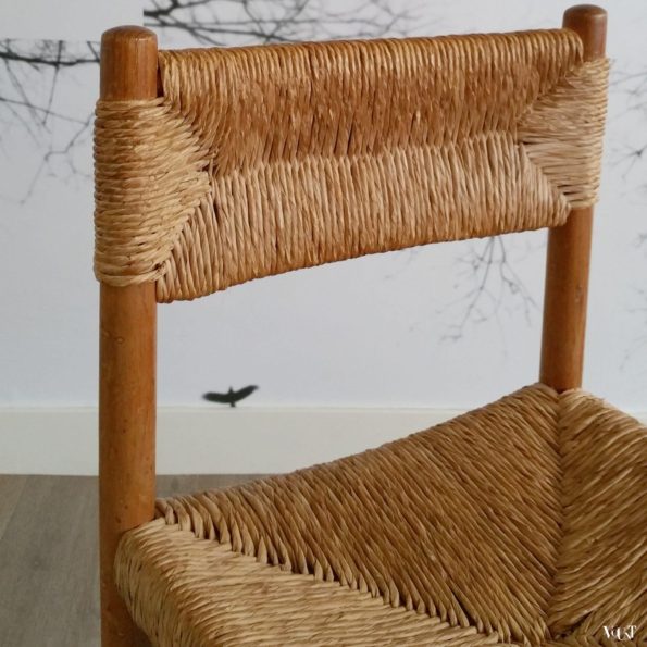 Houten stoel met biezen, jaren '50