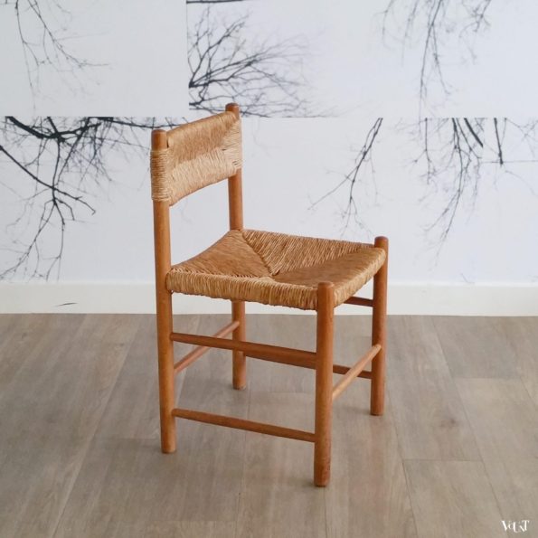 Houten stoel met biezen, jaren '50