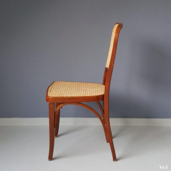 Art Nouveau stoel bentwood en rotan, Thonet, attr. Gustav Siegel, rond 1900