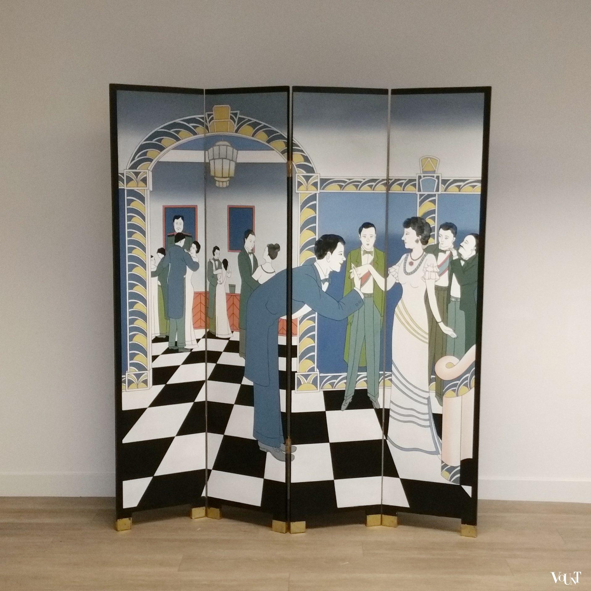 Art Deco-stijl kamerscherm / room divider bal, jaren '80