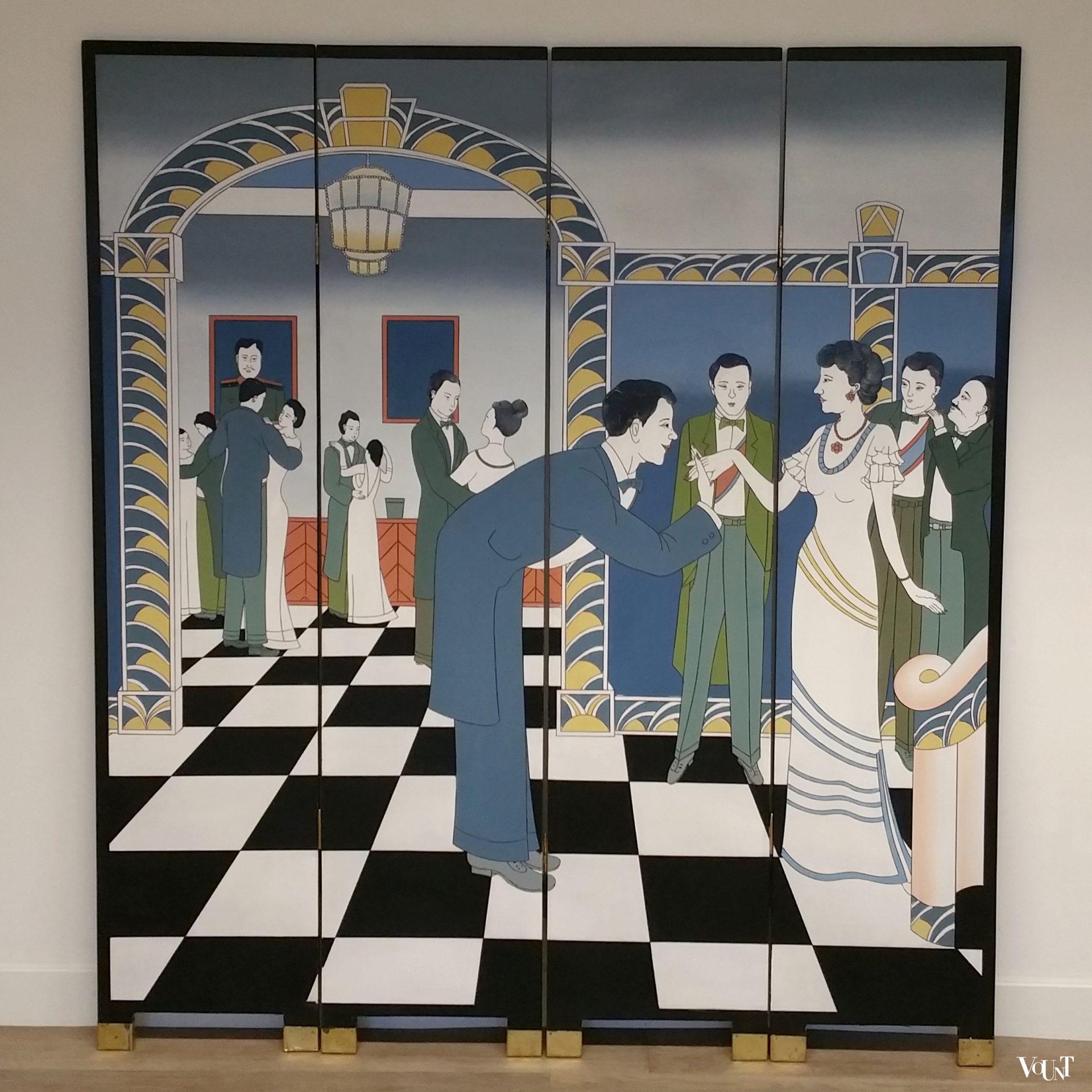 Art Deco-stijl kamerscherm / room divider bal, jaren '80