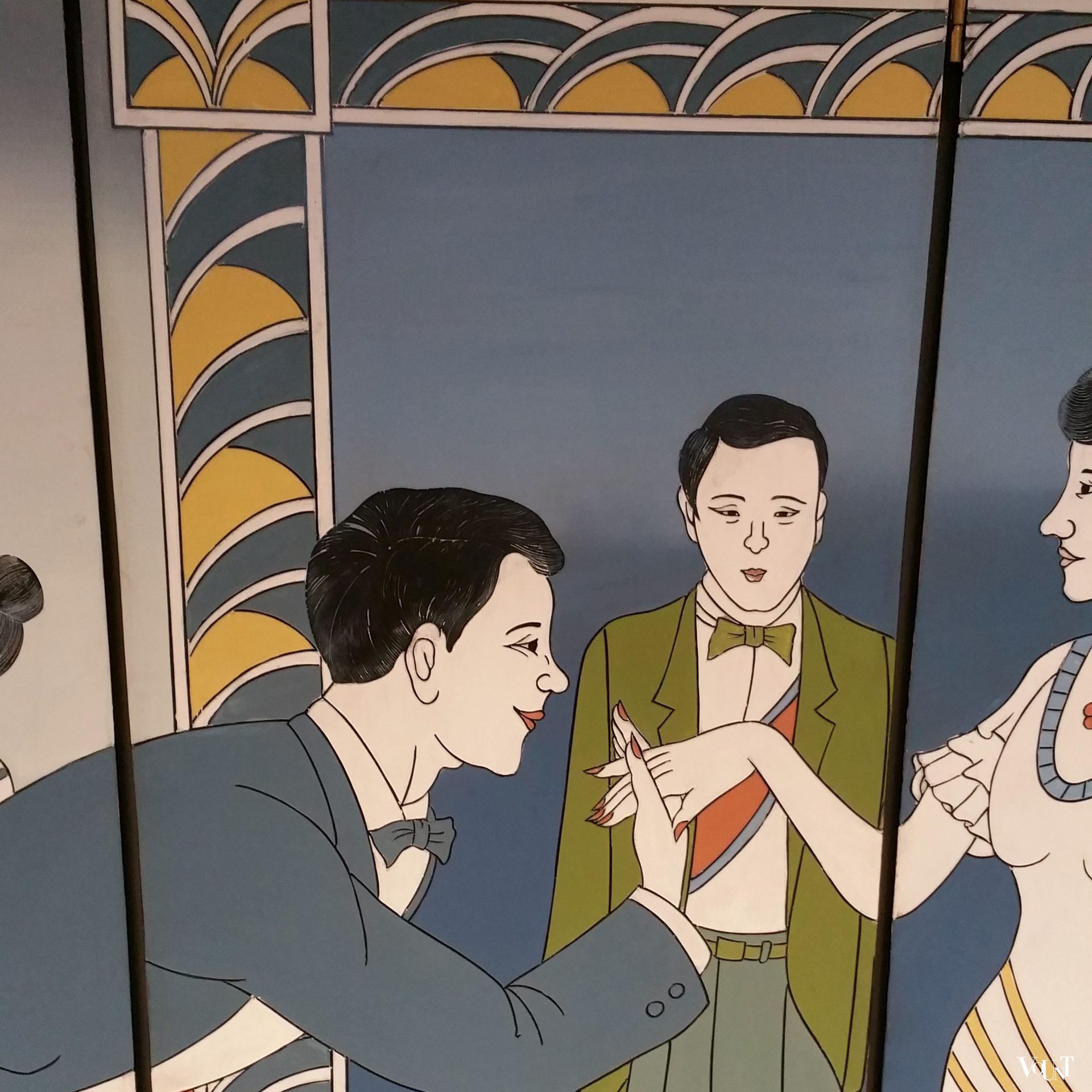 Art Deco-stijl kamerscherm / room divider bal, jaren '80