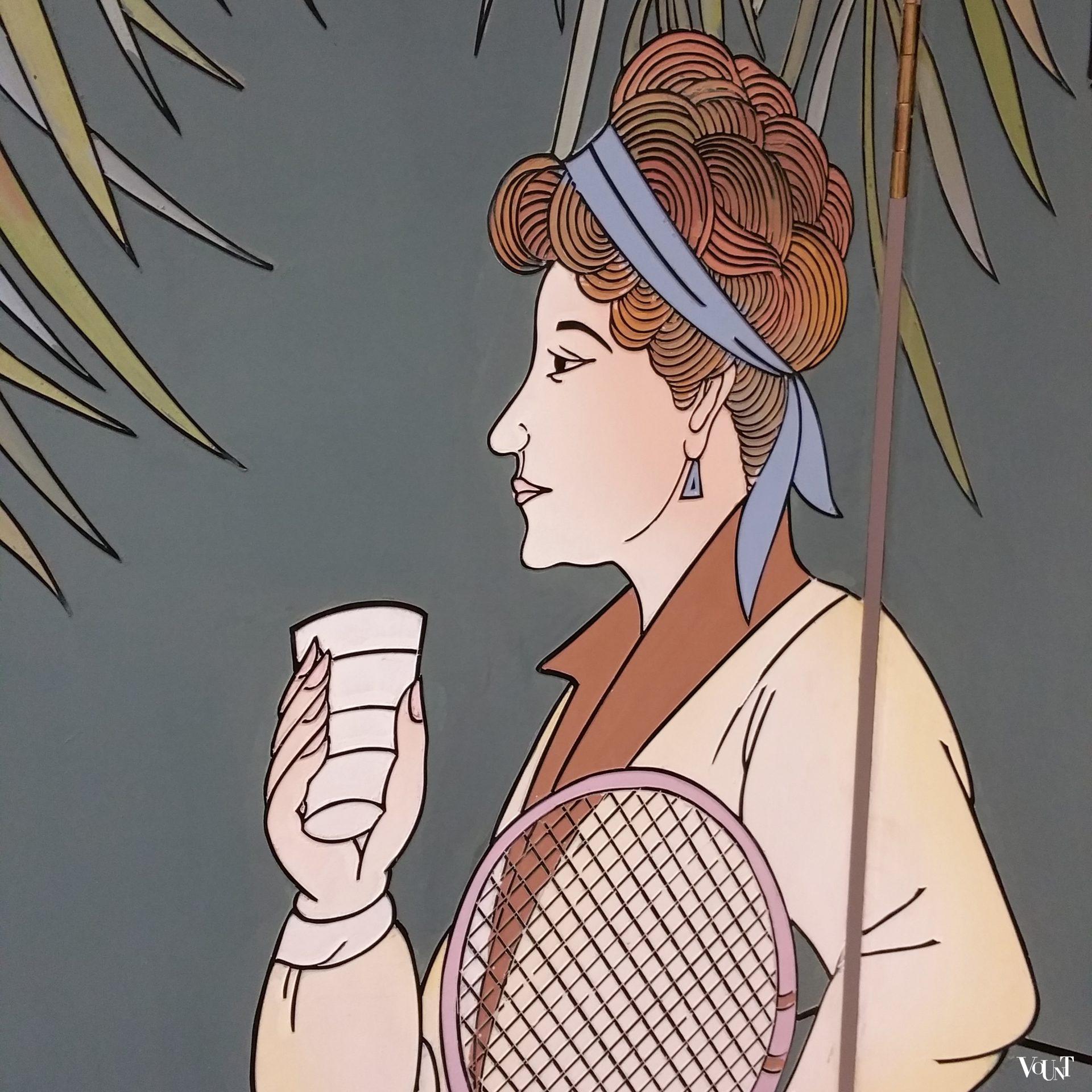 Art Deco-stijl kamerscherm / room divider tennis, jaren '80