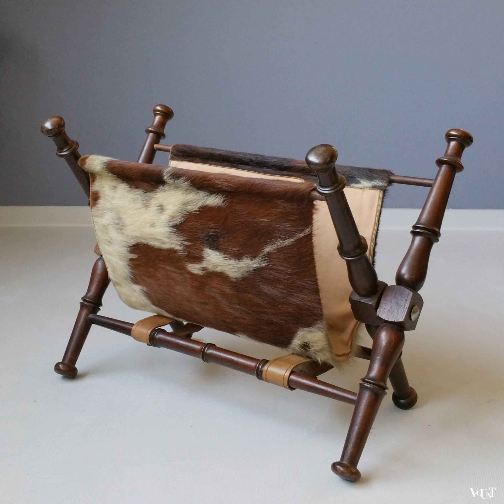 Vintage lectuurhouder met koeienhuid, jaren '70