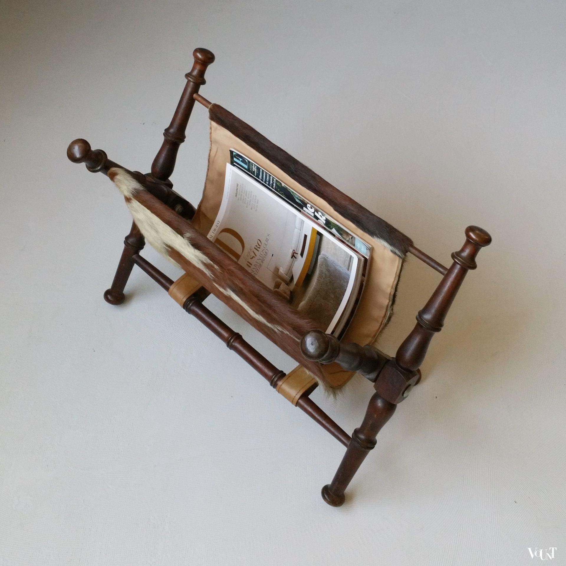 Vintage lectuurhouder met koeienhuid, jaren '70