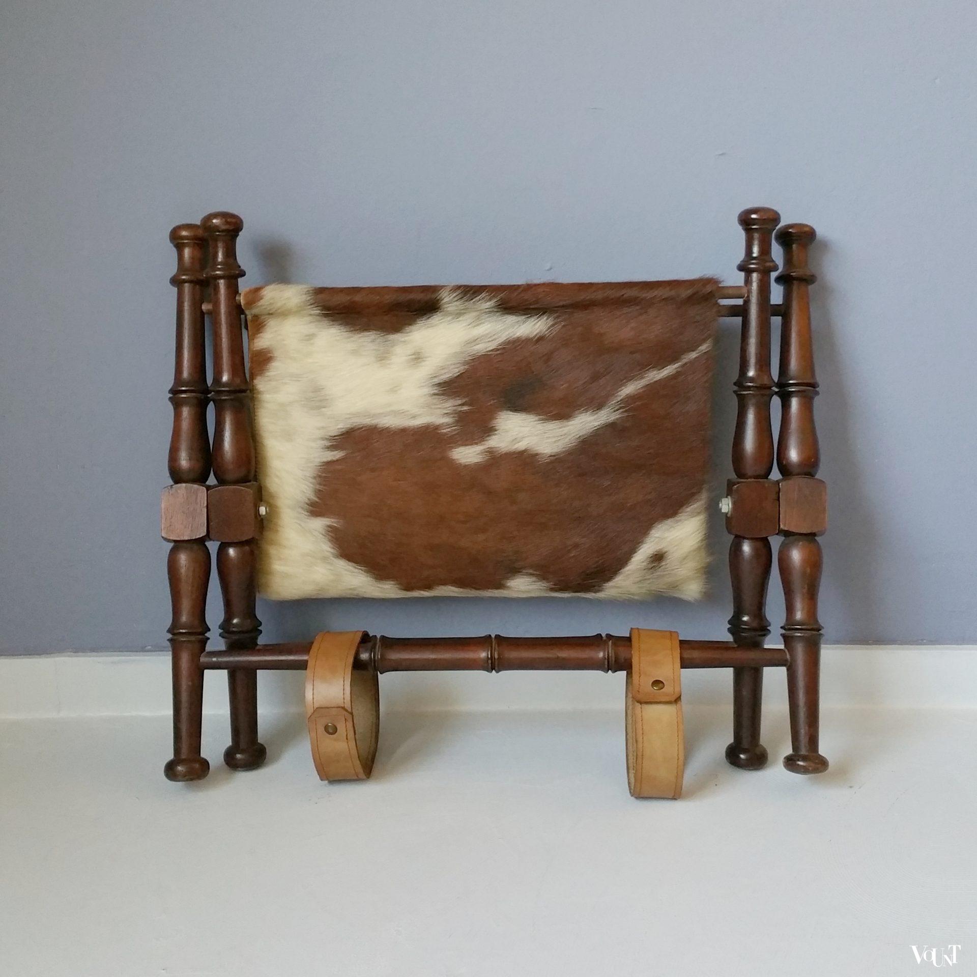 Vintage lectuurhouder met koeienhuid, jaren '70