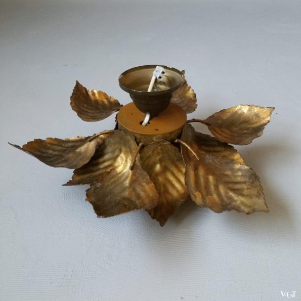 Plafondlamp met gouden bladeren, jaren '60