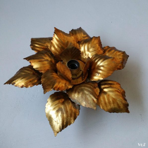 Plafondlamp met gouden bladeren, jaren '60