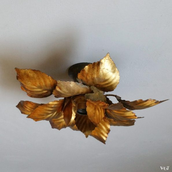 Plafondlamp met gouden bladeren, jaren '60