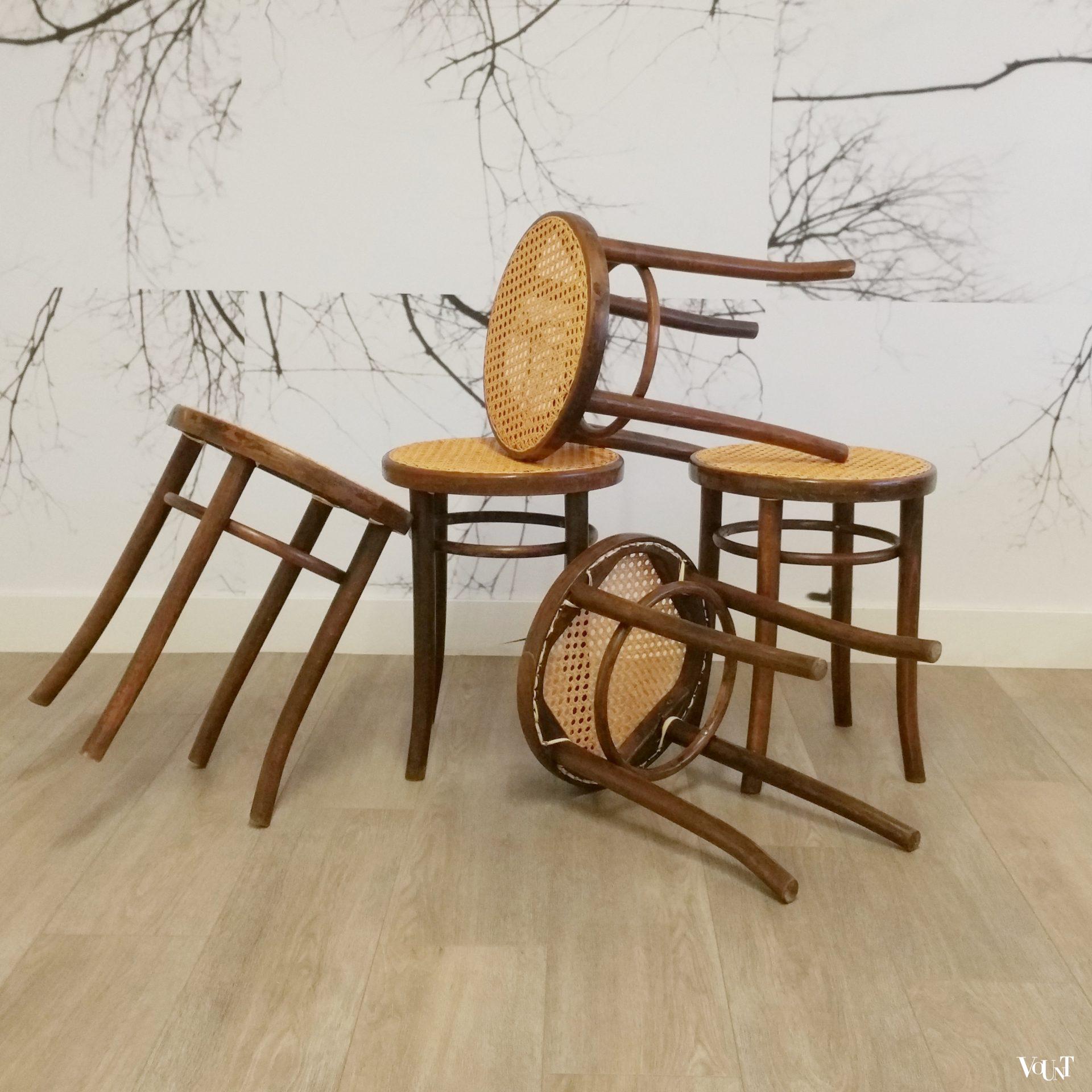 Bentwood en rotan kruk, jaren '60