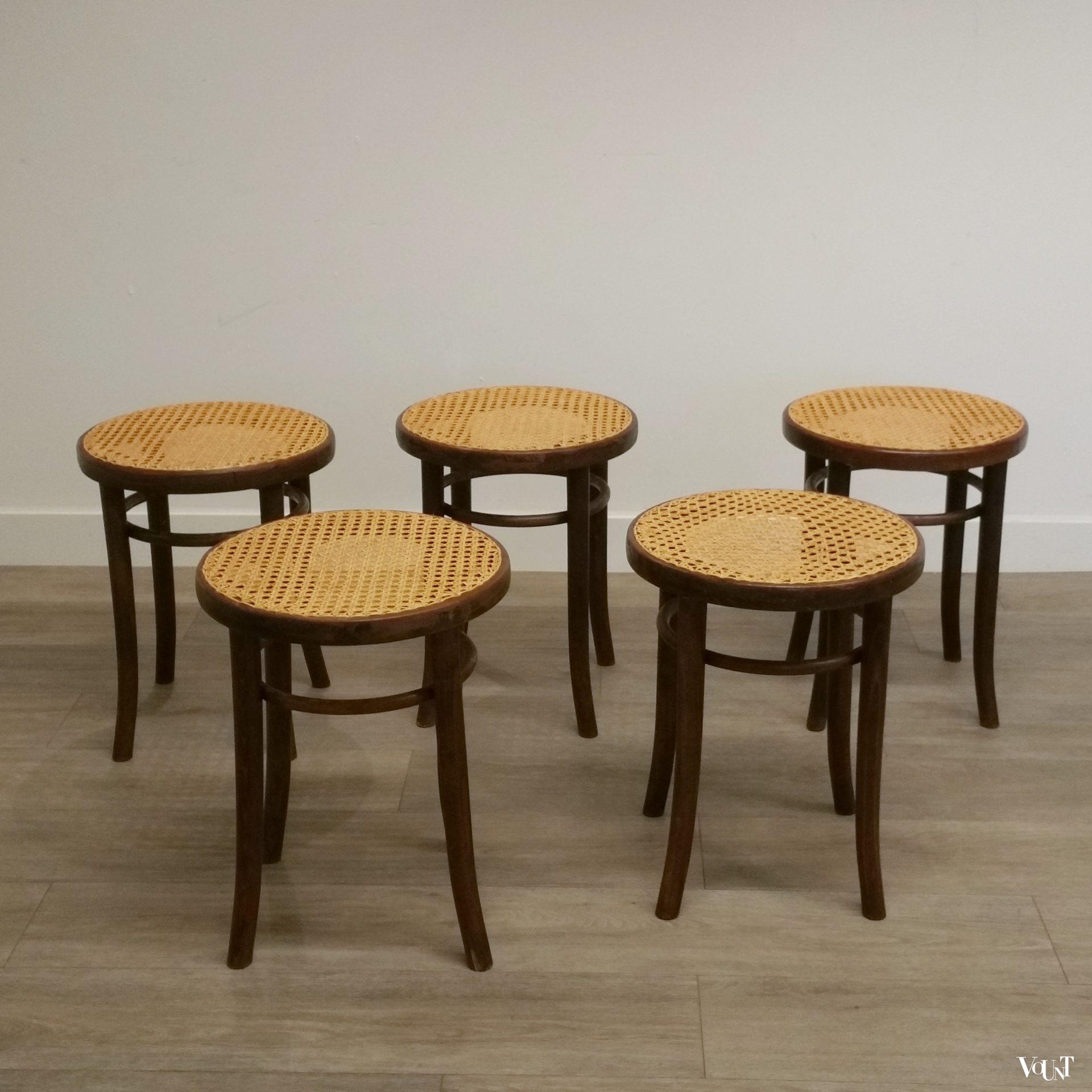 Bentwood en rotan kruk, jaren '60