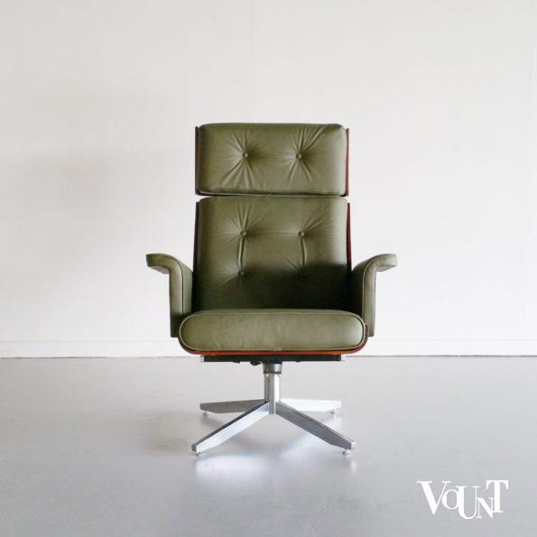 Groene leren draaifauteuil, jaren '60