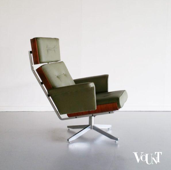 Groene leren draaifauteuil, jaren '60