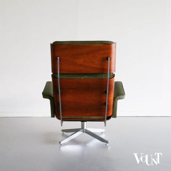 Groene leren draaifauteuil, jaren '60