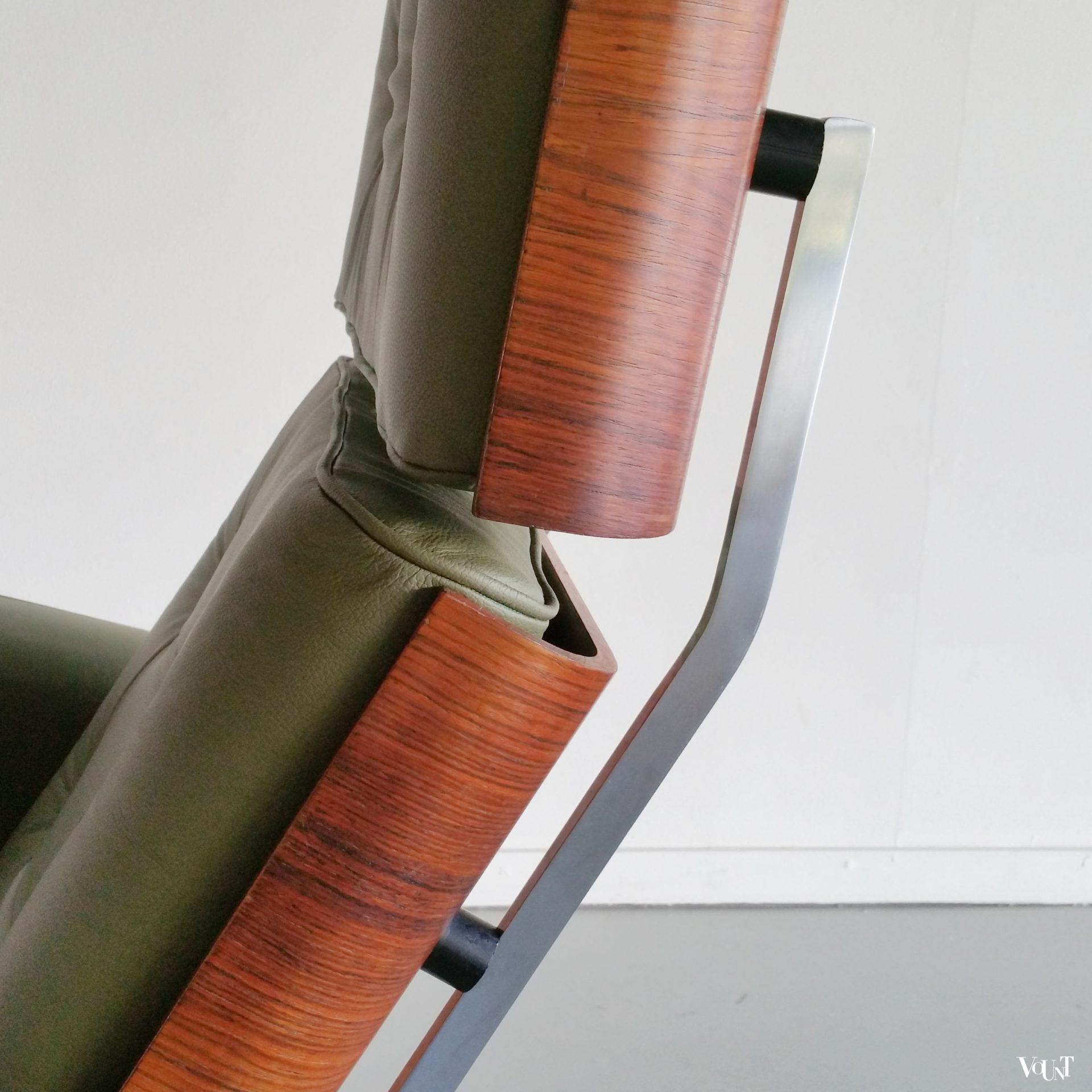 Groene leren draaifauteuil, jaren '60