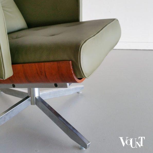 Groene leren draaifauteuil, jaren '60