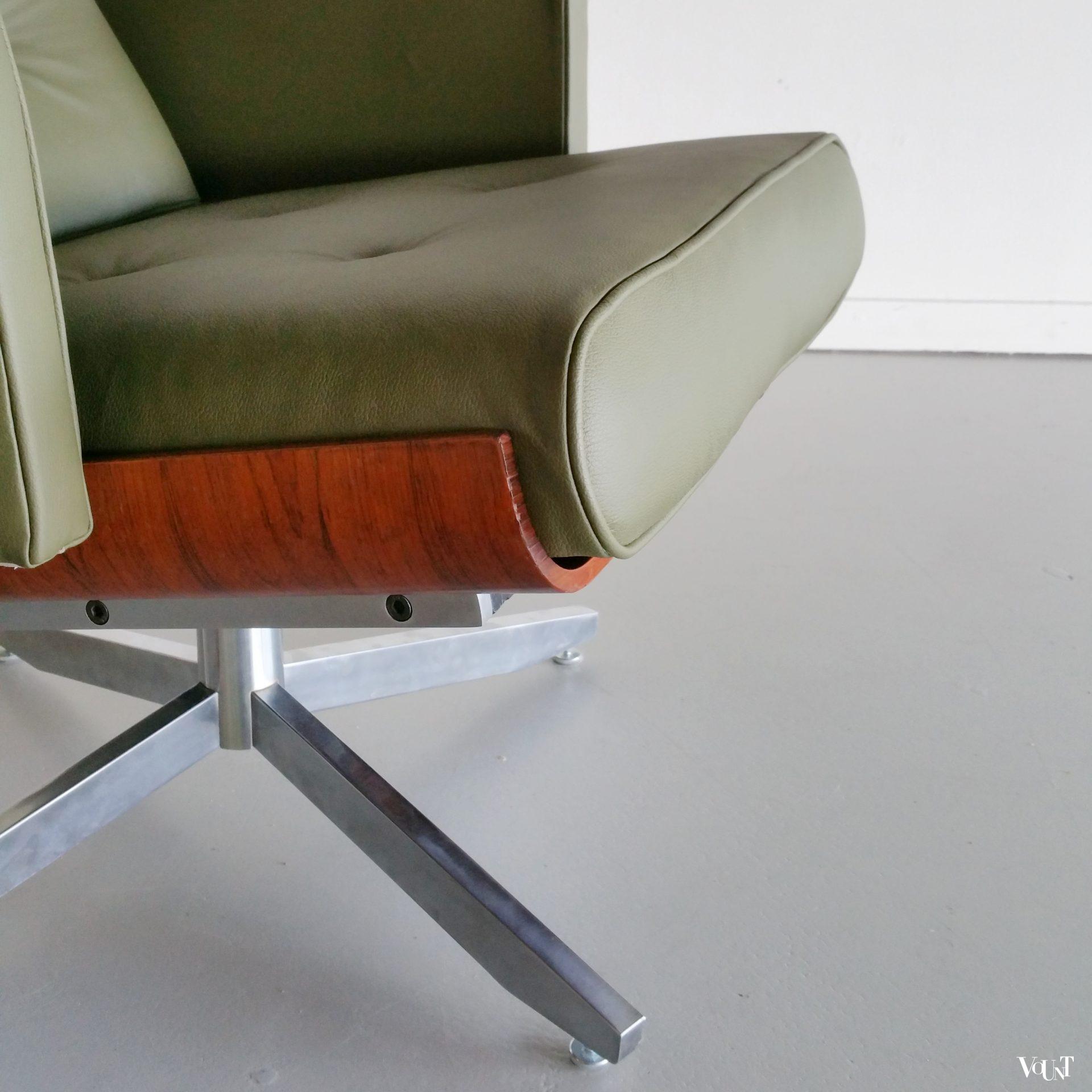 Groene leren draaifauteuil, jaren '60