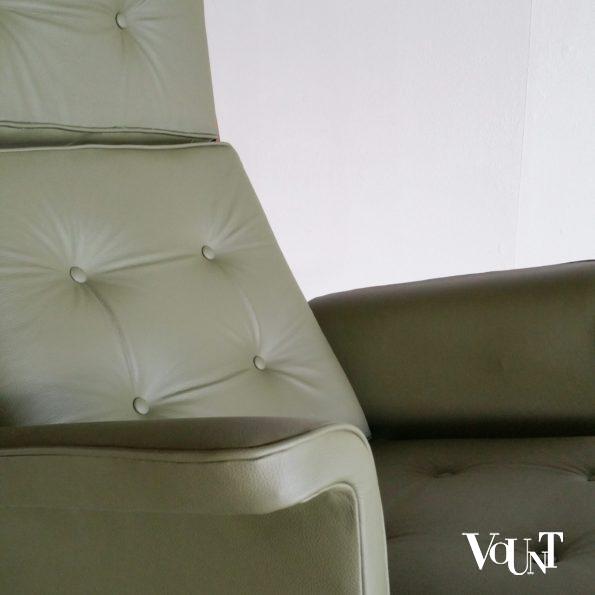 Groene leren draaifauteuil, jaren '60
