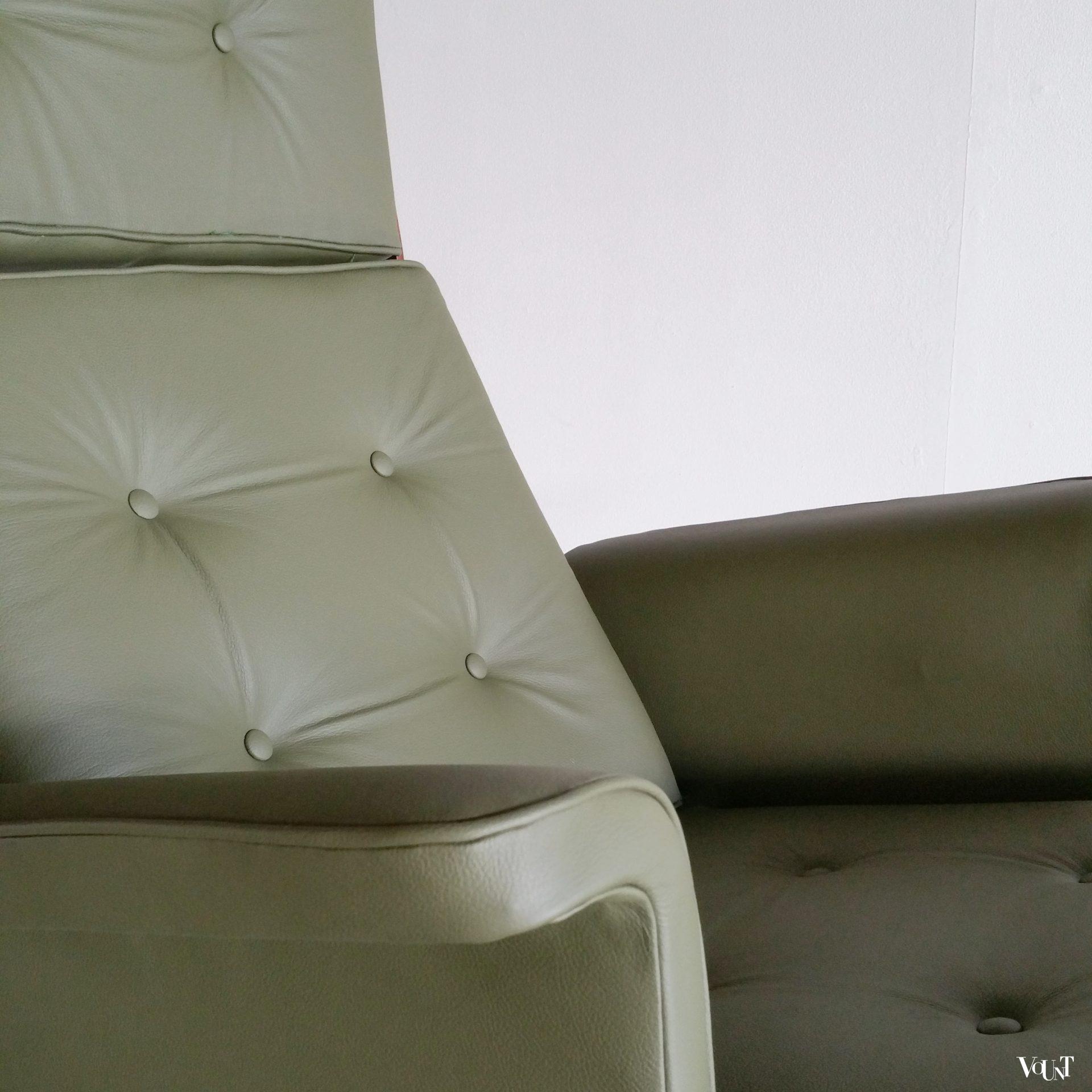 Groene leren draaifauteuil, jaren '60