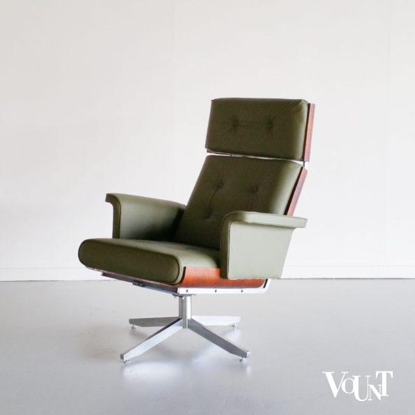 Groene leren draaifauteuil, jaren '60