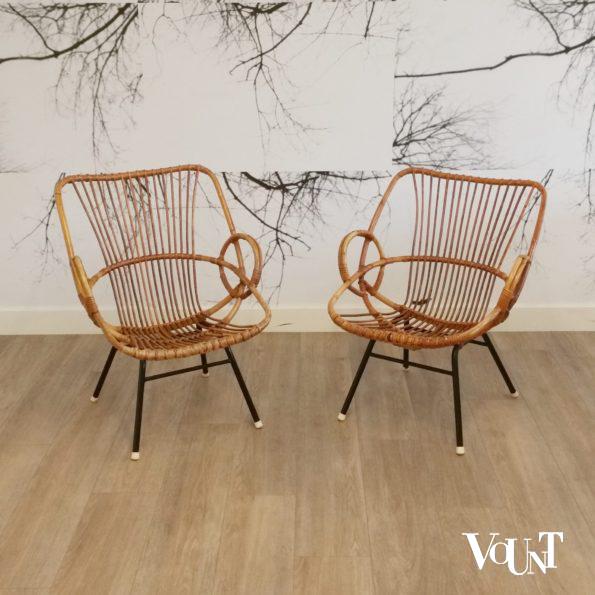 Set van 2 rotan stoeltjes, Rohé Noordwolde, jaren '60