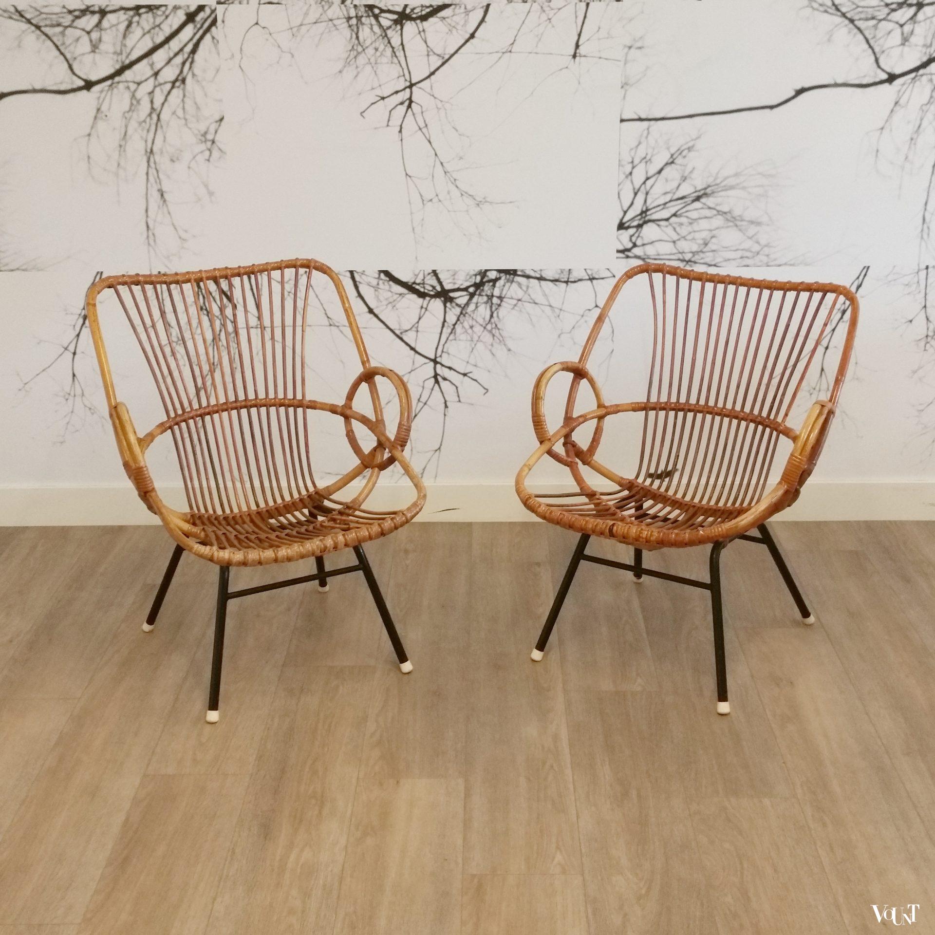 Set van 2 rotan stoeltjes, Rohé Noordwolde, jaren '60