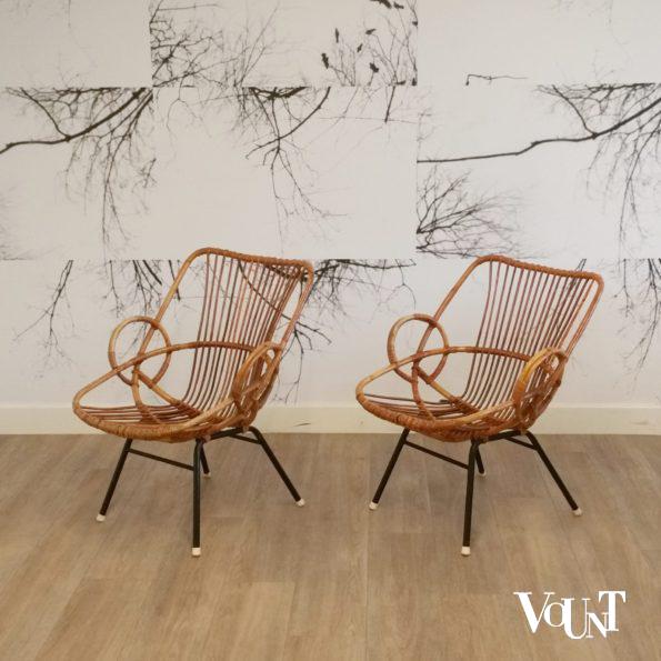 Set van 2 rotan stoeltjes, Rohé Noordwolde, jaren '60