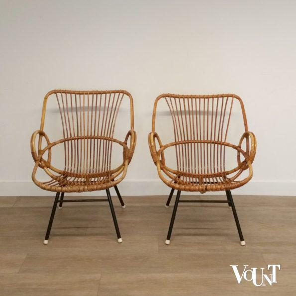 Set van 2 rotan stoeltjes, Rohé Noordwolde, jaren '60