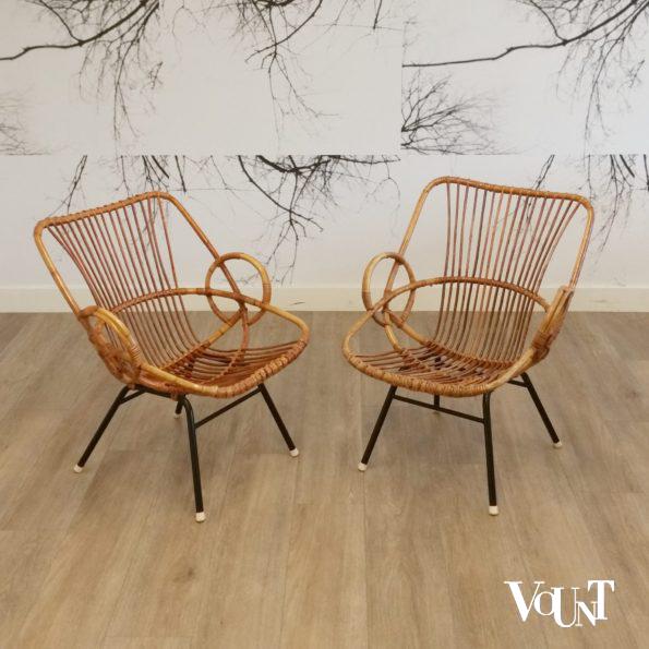 Set van 2 rotan stoeltjes, Rohé Noordwolde, jaren '60