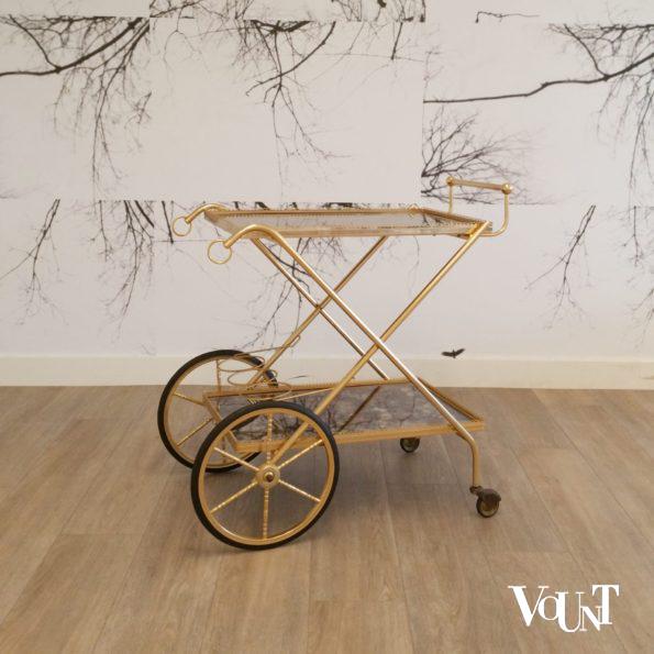 Trolley / bar cart messing en glas, jaren '60