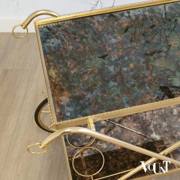 Trolley / bar cart messing en glas, jaren '60