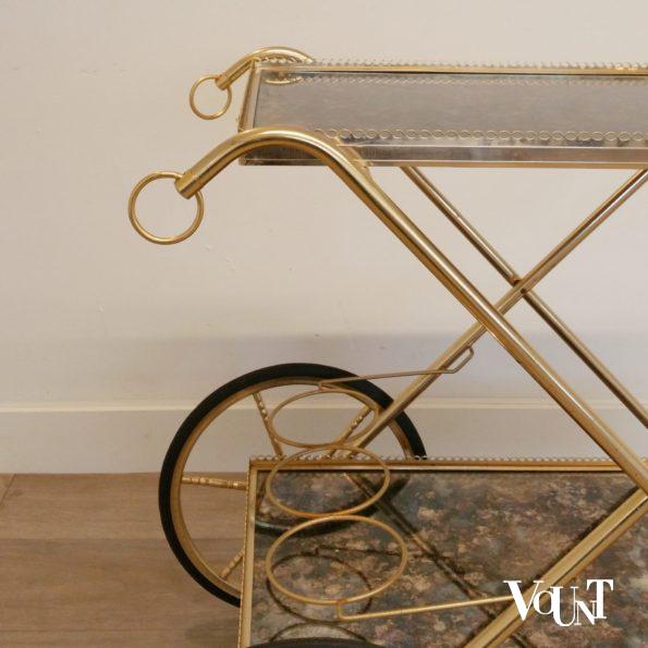 Trolley / bar cart messing en glas, jaren '60