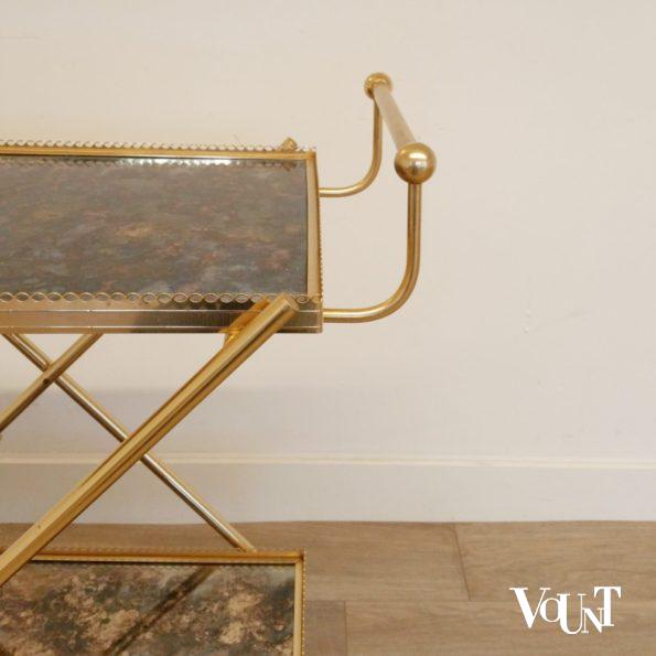 Trolley / bar cart messing en glas, jaren '60