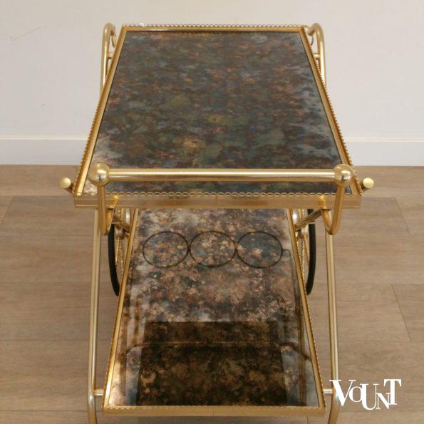 Trolley / bar cart messing en glas, jaren '60