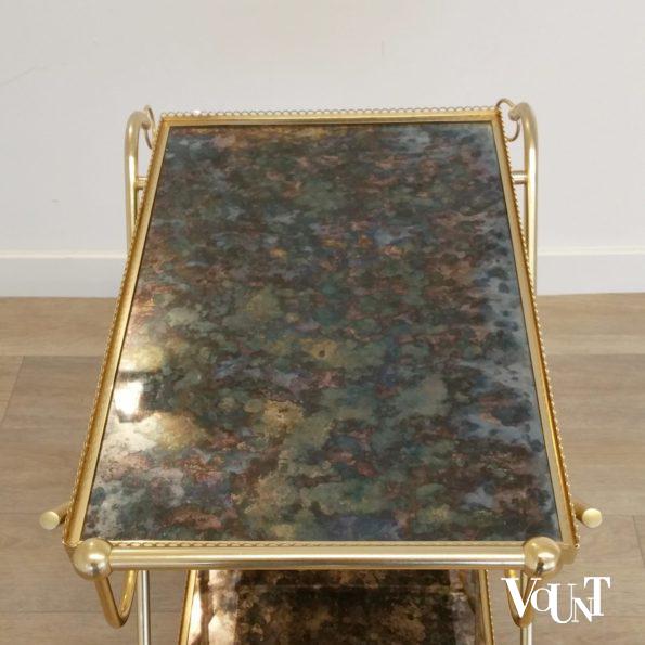 Trolley / bar cart messing en glas, jaren '60
