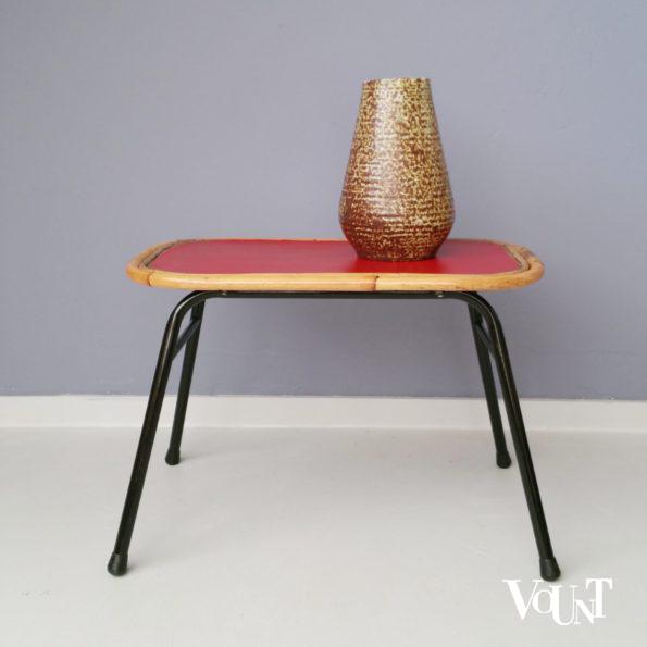 Rotan bijzettafeltje met metalen frame, jaren '50