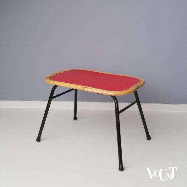 Rotan bijzettafeltje met metalen frame, jaren '50