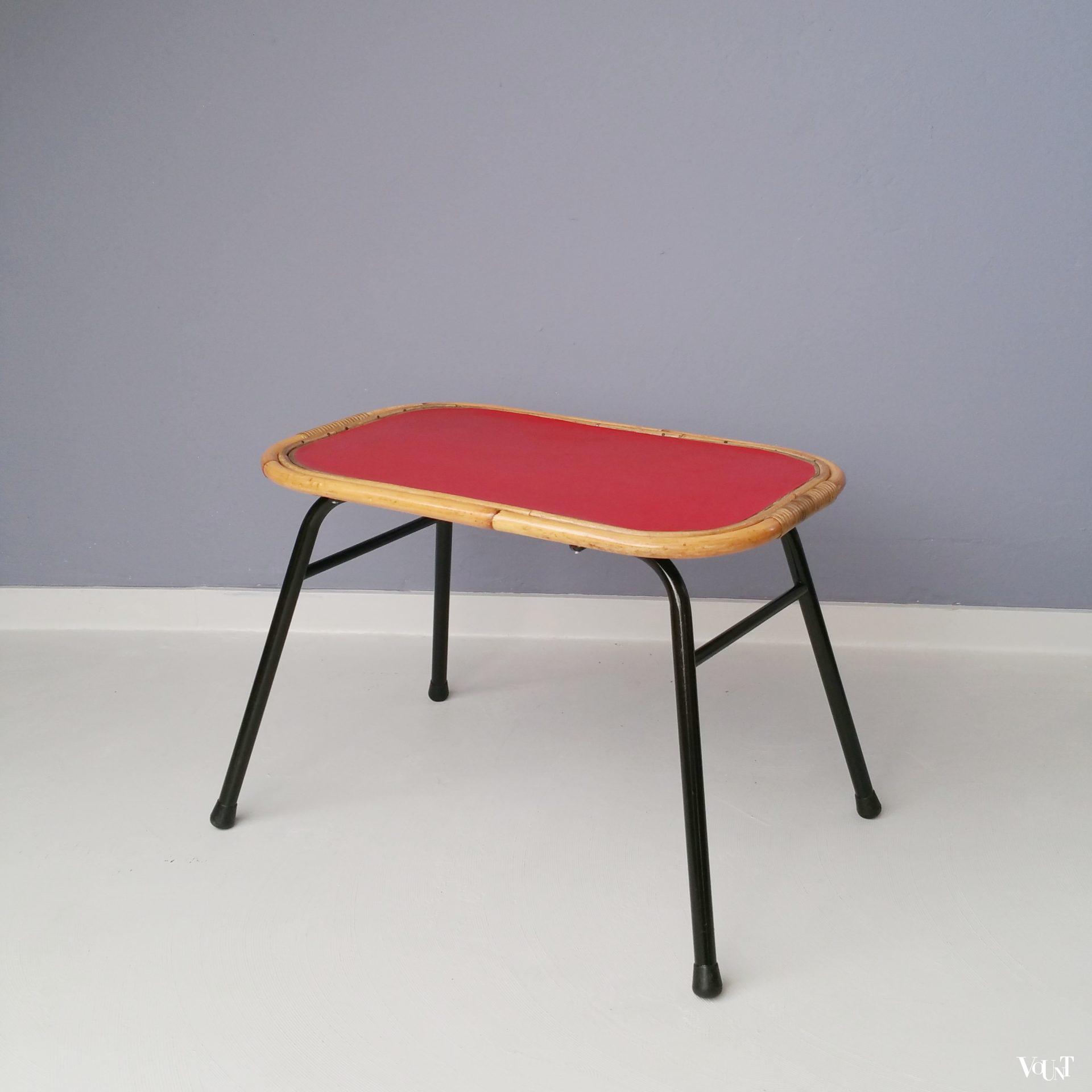 Rotan bijzettafeltje met metalen frame, jaren '50