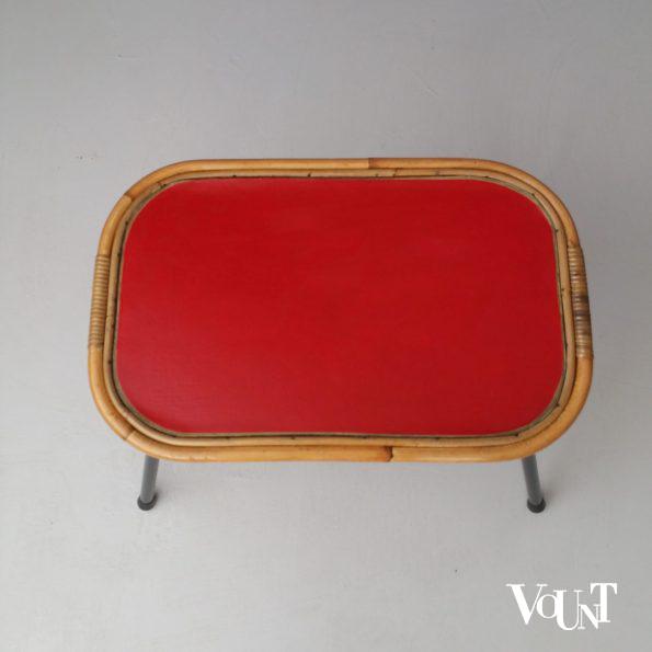 Rotan bijzettafeltje met metalen frame, jaren '50