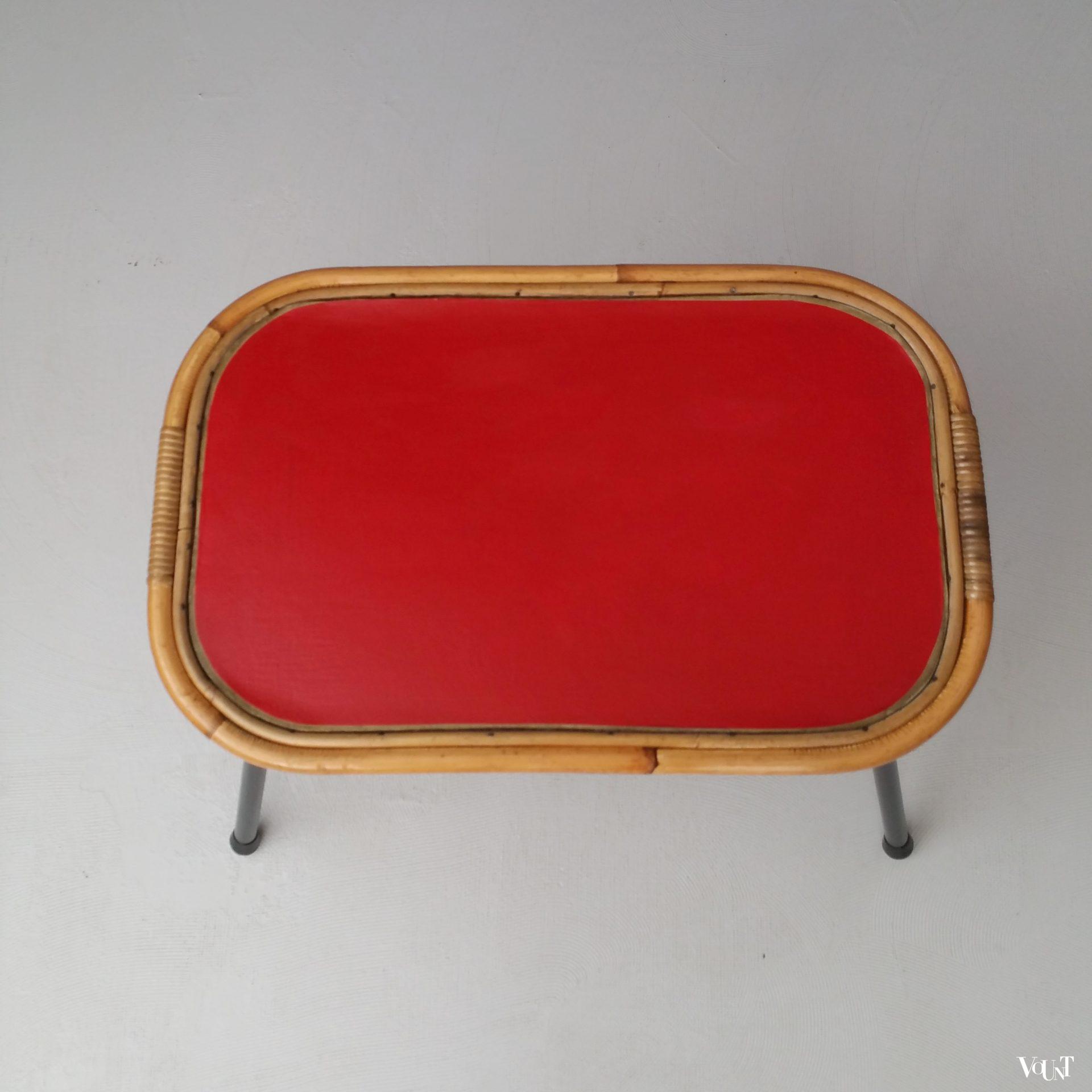 Rotan bijzettafeltje met metalen frame, jaren '50