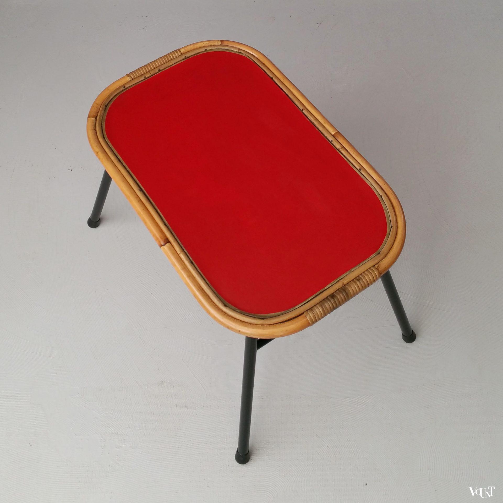 Rotan bijzettafeltje met metalen frame, jaren '50